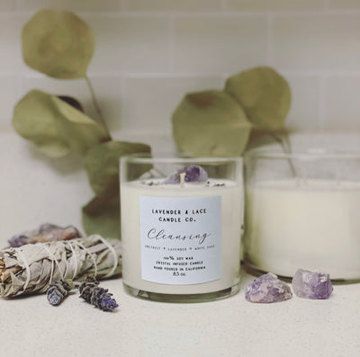 Cleansing Crystal Candle - Lavender and Lace Candles