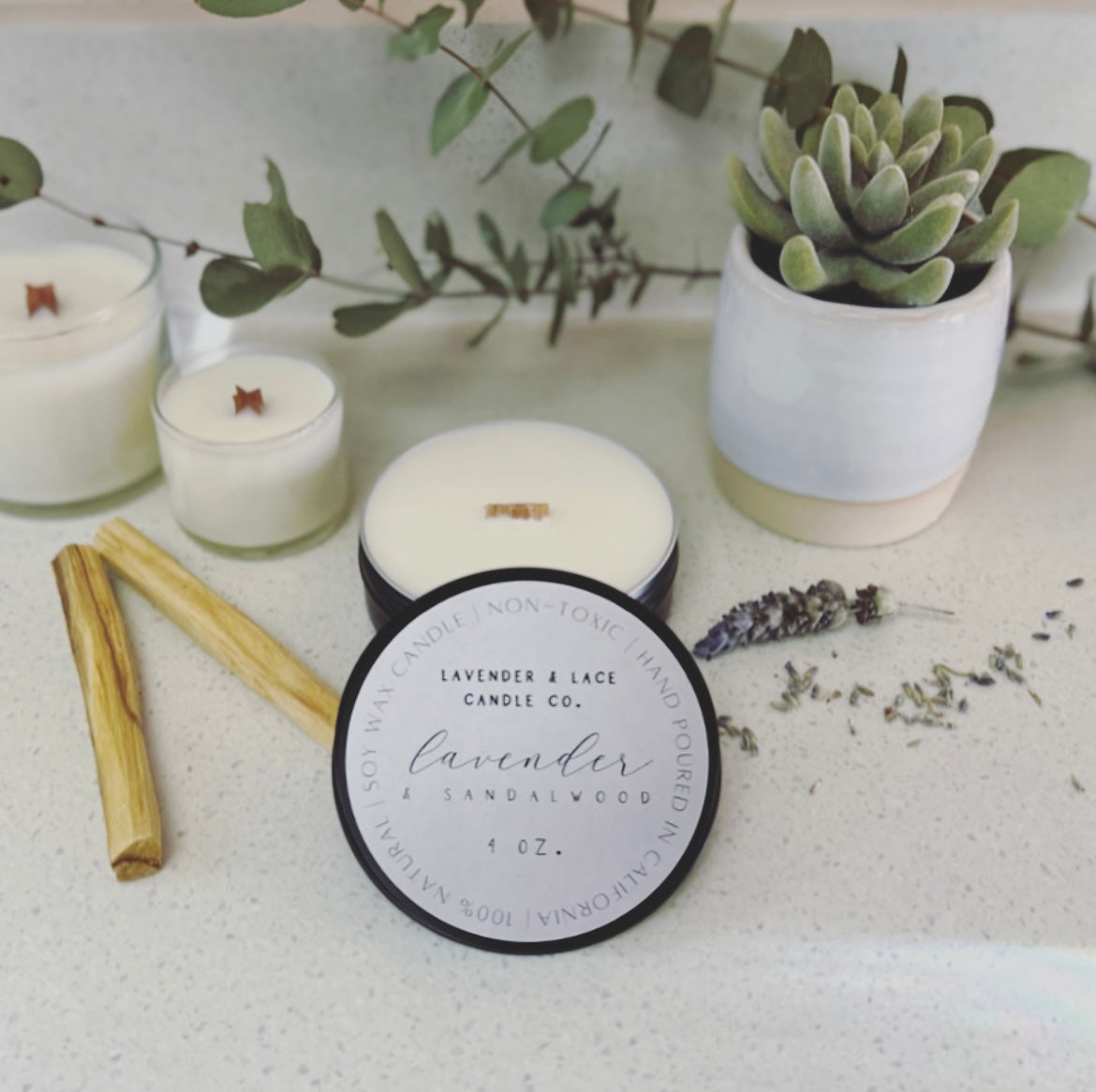 Lavender and Sandalwood Natural Soy Wax Candle