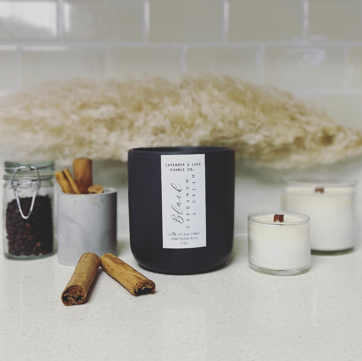 Black Cardamom & Cream Luxe Candle - Lavender and Lace Candles