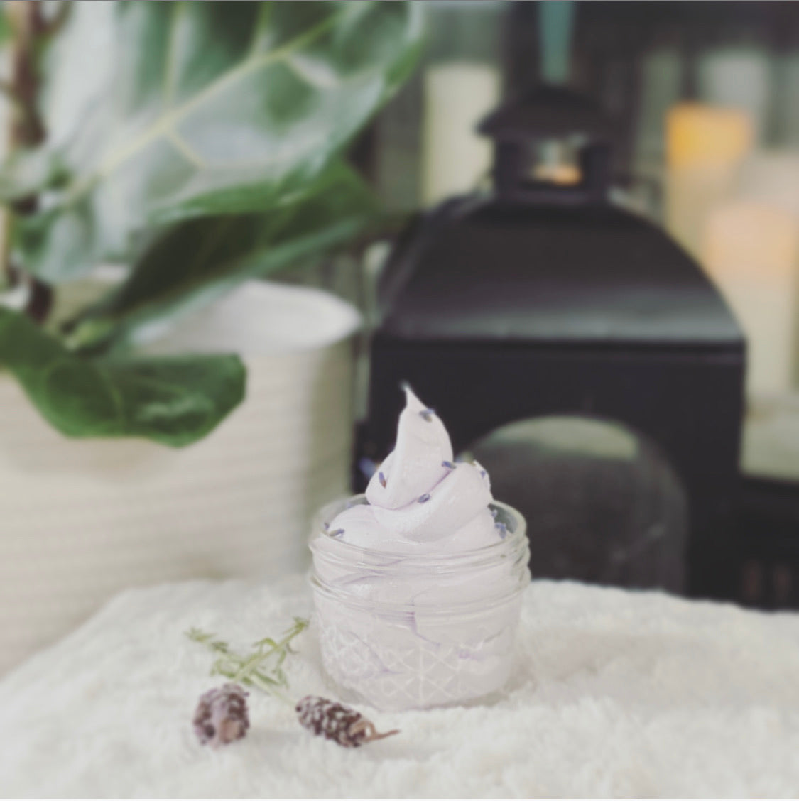 Black Amber & Lavender Whipped Bath Butter - Lavender and Lace Candles
